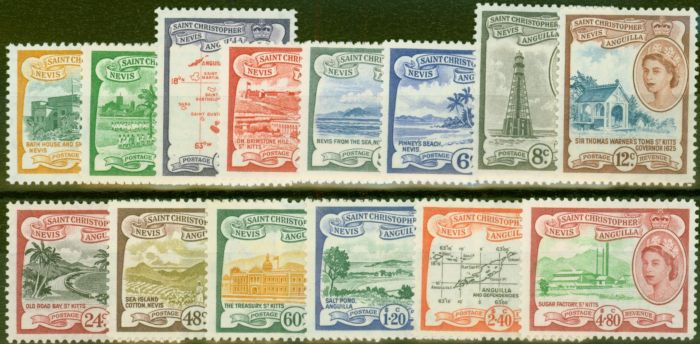 Valuable Postage Stamp from St Kitts, Nevis & Anguilla 1954-57 set of 15 SG106a-118 V.F MNH