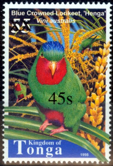 Valuable Postage Stamp from Tonga 2002 45s on 55s Blue-Crowned Lorikeet SG1546 V.F MNH