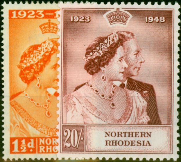 Northern Rhodesia 1948 RSW Set of 2 SG48-49 Fine LMM King George VI (1936-1952) Old Royal Silver Wedding Stamp Sets