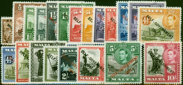 Valuable Postage Stamp Malta 1948-53 Set of 21 SG234-248 V.F VLMM