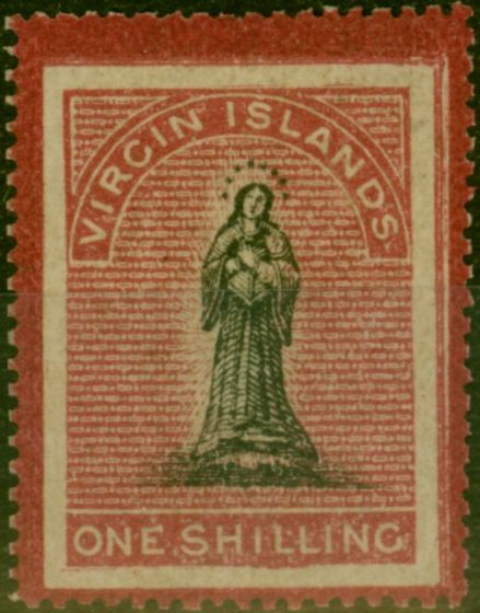 Collectible Postage Stamp Virgin Islands 1867 1s Black & Rose-Carmine Greyish Paper SG20 Fine & Fresh Unused