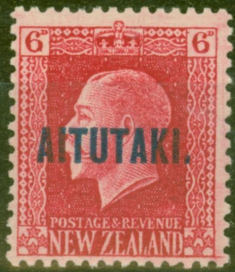 Old Postage Stamp from Aitutaki 1917 6d Carmine SG17 Fine Lightly Mtd Mint