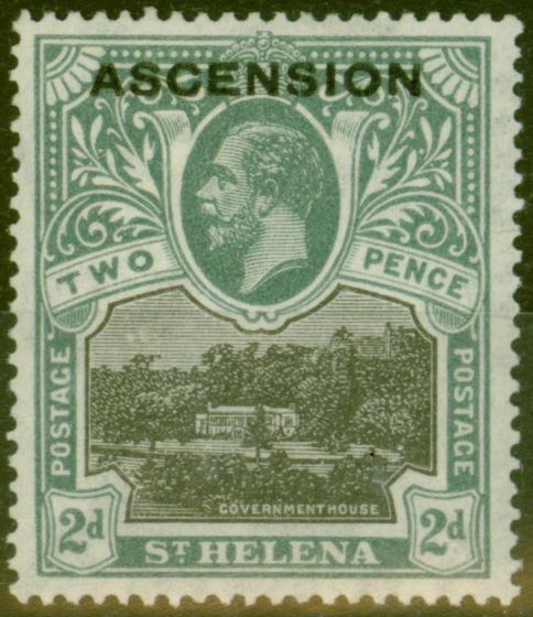 Old Postage Stamp from Ascension 1922 2d Black & Grey SG4 V.F Lightly Mtd Mint