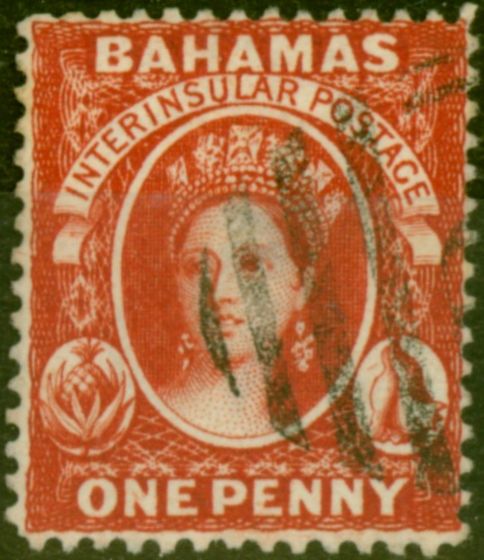Rare Postage Stamp Bahamas 1882 1d Scarlet-Vermilion SG42 Good Used
