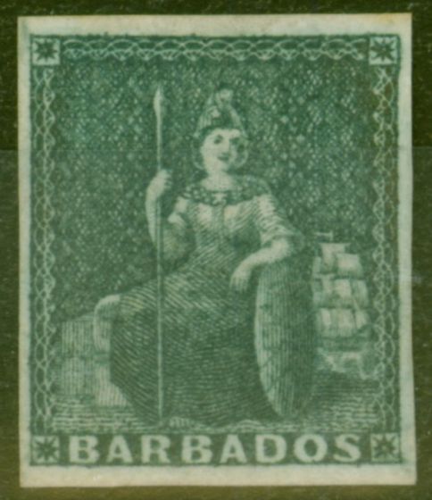 Collectible Postage Stamp from Barbados 1852 (2d) Greyish Slate SG4a Fine & Fresh Unused