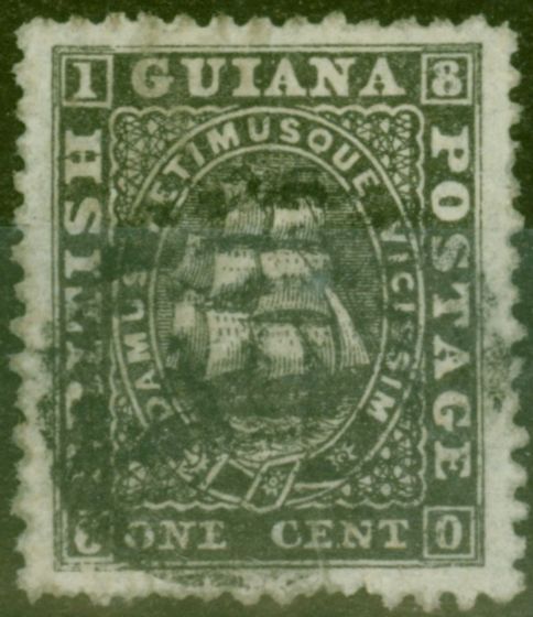 Valuable Postage Stamp from British Guiana 1863 1c Black SG51 Fine Used