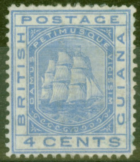 Rare Postage Stamp from British Guiana 1876 4c Blue SG128 Fine Mtd Mint