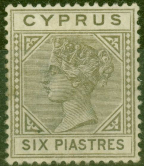 Valuable Postage Stamp from Cyprus 1882 6pi Olive-Grey SG21 Ave Mtd Mint