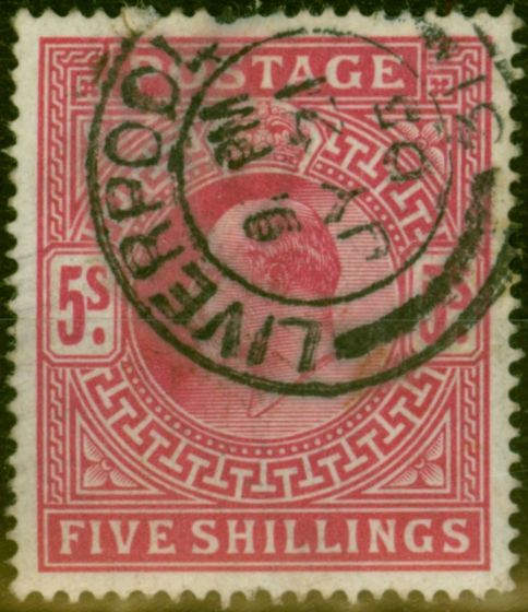 Collectible Postage Stamp GB 1902 5s Bright Carmine SG263 Fine Used (2)
