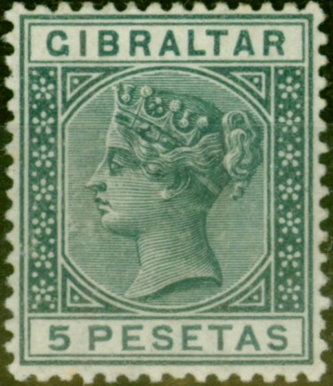 Rare Postage Stamp from Gibraltar 1889 5p Slate-Grey SG33 Fine Lightly Mtd Mint