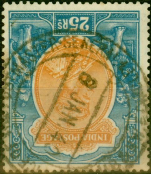 Collectible Postage Stamp from India 1928 25R Orange & Blue SG219w Wmk Inverted Good Used