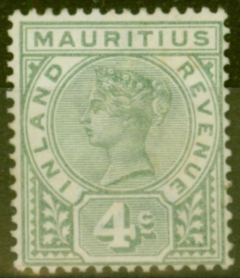 Valuable Postage Stamp from Mauritius 1896 Inland Revenue 4c Green Fine Mtd Mint