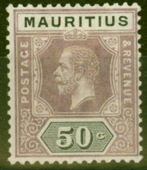 Old Postage Stamp from Mauritius 1920 50c Dull Purple & Black SG200 Fine Lightly Mtd Mint