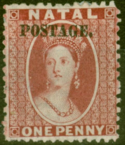Rare Postage Stamp from Natal 1869 1d Brt Rose SG51 Type e Fine & Fresh Mtd Mint Nice Quality
