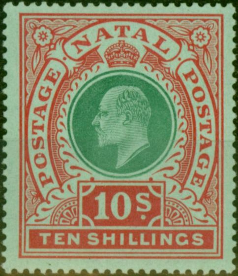Old Postage Stamp Natal 1908 10s Green & Red-Green SG170 V.F VLMM