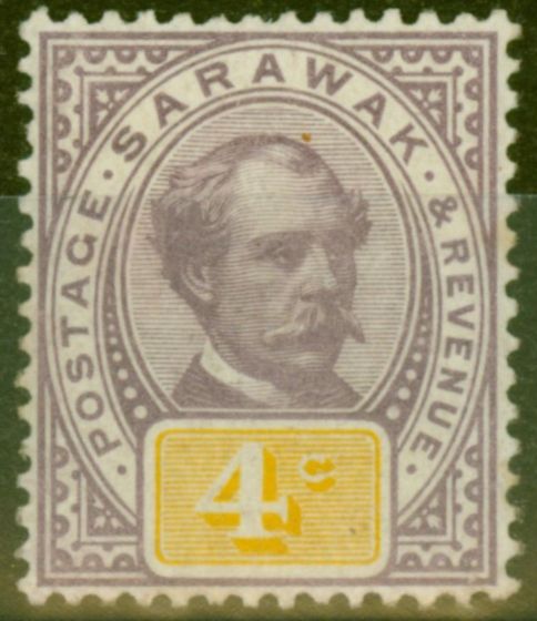 Collectible Postage Stamp from Sarawak 1888 4c Purple & Yellow SG11 Fine Mtd Mint