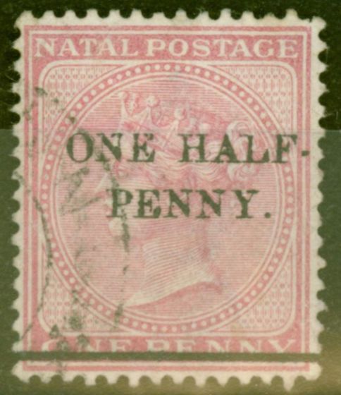 Valuable Postage Stamp from Natal 1885 1/2d on 1d Rose SG104 Fine Used
