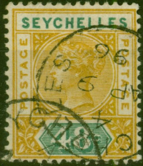 Seychelles 1890 48c Ochre & Green SG7 Fine Used  Queen Victoria (1840-1901) Old Stamps