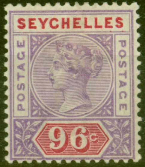 Valuable Postage Stamp from Seychelles 1890 96c Mauve & Chestnut SG8 Die I Fine Mtd Mint