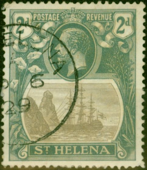 Collectible Postage Stamp St Helena 1923 2d Grey & Slate SG100a 'Broken Mainmast' V.F.U