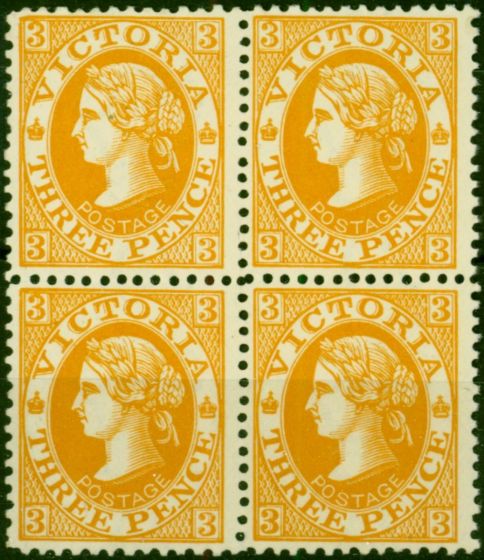 Victoria 1909 3d Dull Orange-Buff SG420b Fine MNH & LMM Block of 4. King Edward VII (1902-1910) Mint Stamps