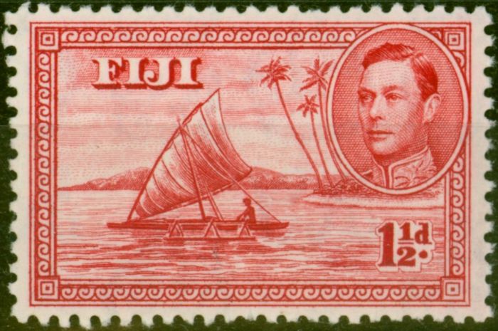 Rare Postage Stamp Fiji 1938 1 1/2d Carmine SG251 Die I Fine MNH