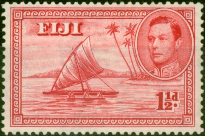 Rare Postage Stamp from Fiji 1938 1 1/2d Carmine SG251 Die I Fine Mtd Mint