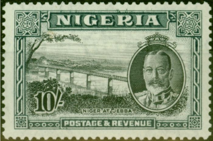 Rare Postage Stamp from Nigeria 1936 10s Black & Grey SG44 Fine & Fresh Lightly Mtd Mint