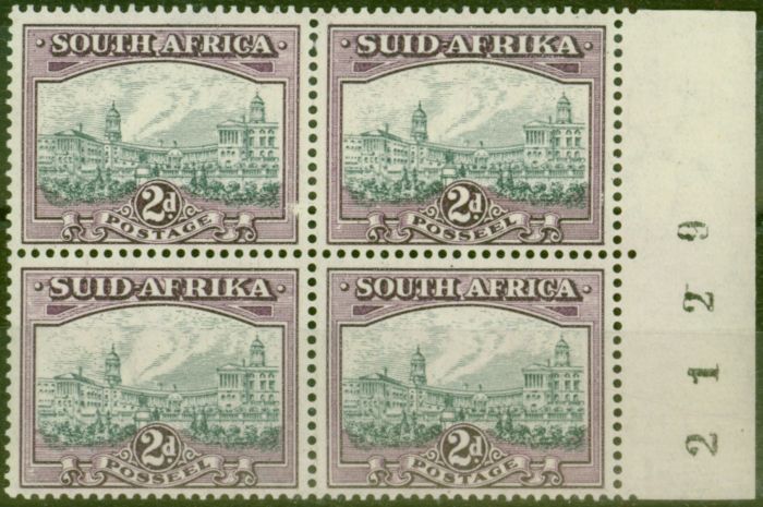 Collectible Postage Stamp from South Africa 1941 2d Grey & Dull Purple SG58a Fine MNH & VLMM Block of 4