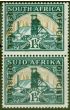 Rare Postage Stamp from South Africa 1937 1 1/2d Green & Brt Gold SG022 Wmk Inverted V.F Pair