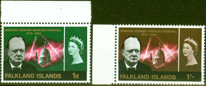 Valuable Postage Stamp from Falkland Islands 1966 Churchill Wmk Inverted Set of 2 SG224w-225w V.F MNH