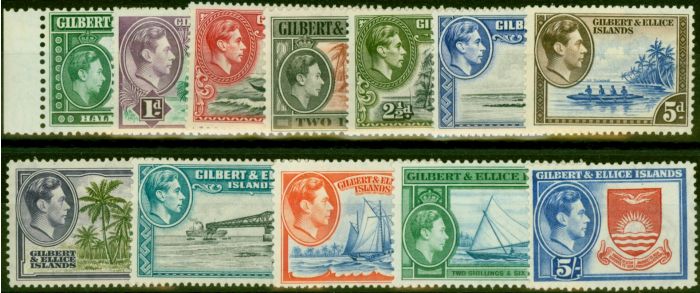 Old Postage Stamp Gilbert & Ellice Islands 1939 Set of 12 SG43-54 Superb MNH