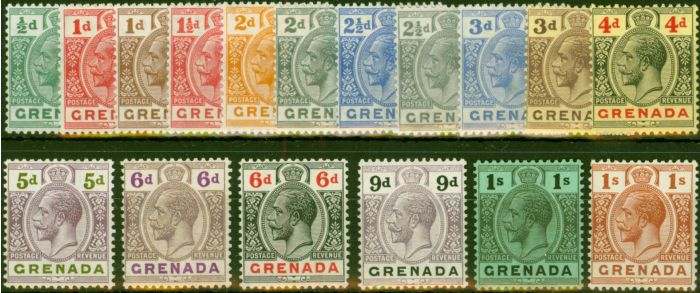Collectible Postage Stamp Grenada 1921-31 Set of 17 to 1s SG112-129 V.F & Fresh MNH & LMM
