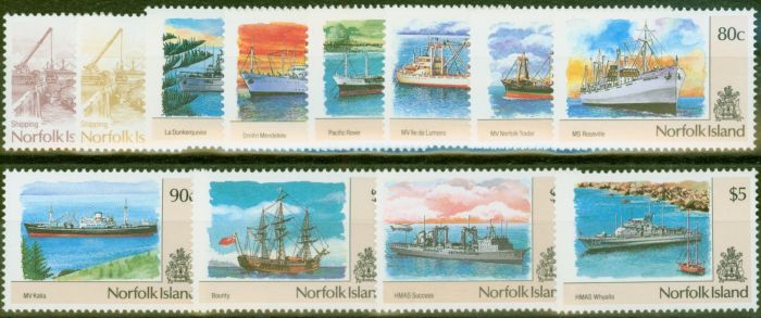 Old Postage Stamp from Norfolk Island 1990 Ships set of 12 SG483-494 V.F MNH