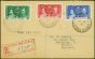 Rare Postage Stamp from Cayman Islands 1937 Coronation Set of 3 on Registered 1st Day Cover to Brighton Very Fine