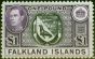Collectible Postage Stamp Falkland Islands 1938 £1 Black & Violet SG163 V.F MNH (2)