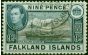 Falkland Islands 1938 9d Black & Grey-Blue SG157 V.F.U  King George VI (1936-1952) Valuable Stamps