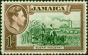 Collectible Postage Stamp Jamaica 1938 1s Green & Purple-Brown SG130 Fine LMM