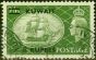 Old Postage Stamp Kuwait 1954 2R on 2s6d Yellow-Green SG90b Type II Fine Used