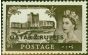 Rare Postage Stamp from Qatar 1957 2R on 2s6d Black & Brown SG13a Type II V.F MNH