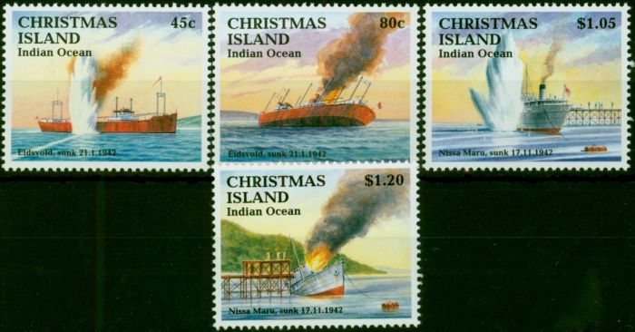 Christmas Island 1992 Eidsvold Set of 4 SG362-365 V.F MNH  Queen Elizabeth II (1952-2022) Rare Stamps