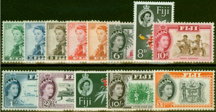 Old Postage Stamp Fiji 1959-63 Set of 13 SG298-310 Fine LMM
