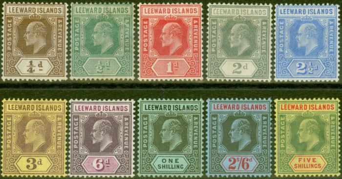 Valuable Postage Stamp from Leeward Islands 1907-11 set of 10 SG36-45 Fine Mtd Mint