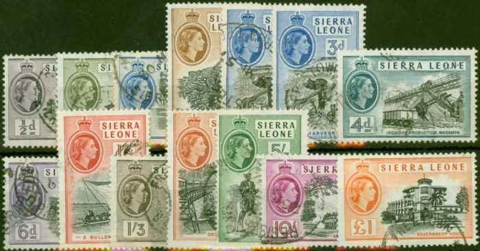 Sierra Leone 1956 Set of 14 SG210-222 Fine Used Queen Elizabeth II (1952-2022) Collectible Stamps