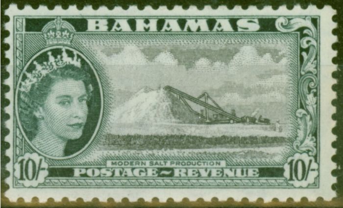 Collectible Postage Stamp from Bahamas 1954 10s Black & Slate-Black SG215 Fine MNH