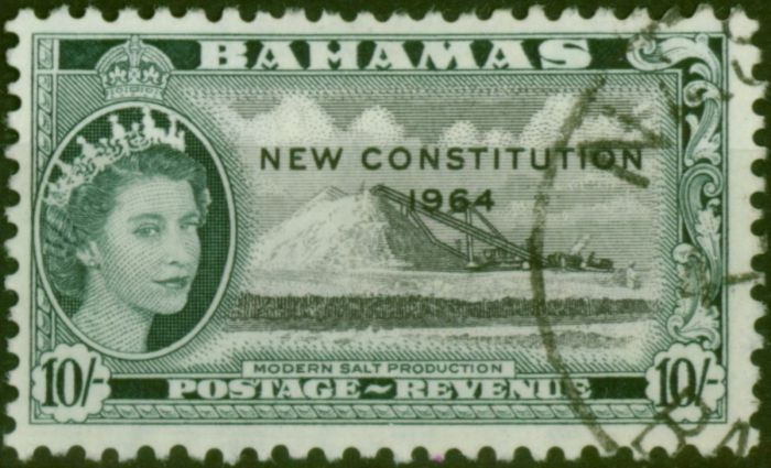 Bahamas 1964 10s Black & Slate-Black SG242 V.F.U  Queen Elizabeth II (1952-2022) Rare Stamps