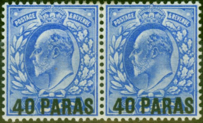 Old Postage Stamp British Levant 1905 40pa on 2 1/2d Ultramarine SG8 Fine LMM Pair