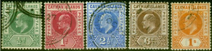 Rare Postage Stamp from Cayman Islands 1905 Set of 5 SG8-12 Fine Used Set
