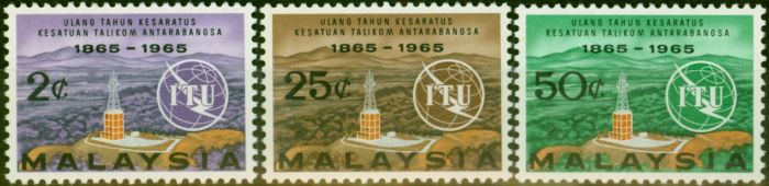 Collectible Postage Stamp Malaysia 1965 I.T.U Set of 3 SG12-14 V.F MNH