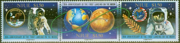 Collectible Postage Stamp from Niue 1989 20th Anniv Moon Landing set of 3 SG680-682 V.F MNH